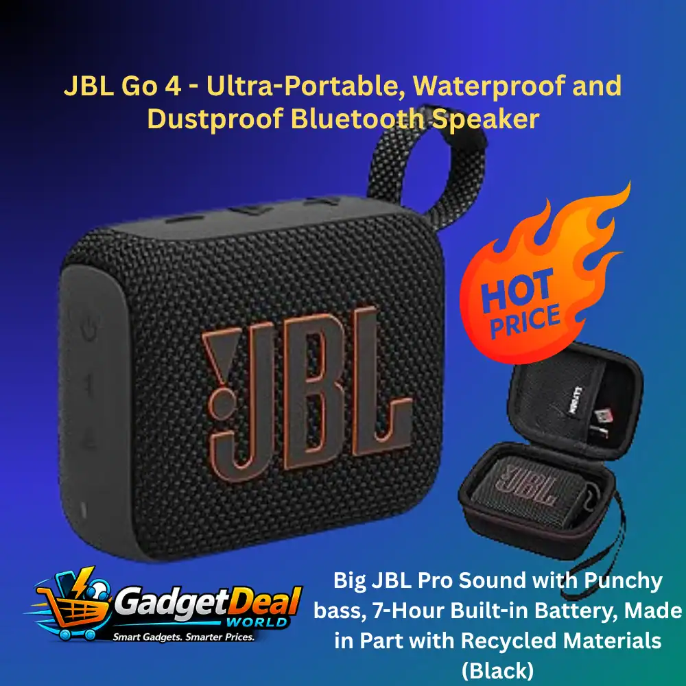 JBL Go 4 ultra-portable waterproof Bluetooth speaker with JBL Pro Sound and punchy bass in black