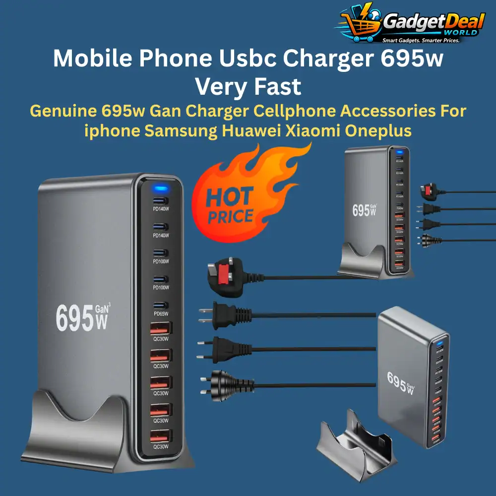 695W GaN fast charger with multi Type C USB ports for iPhone Samsung Xiaomi