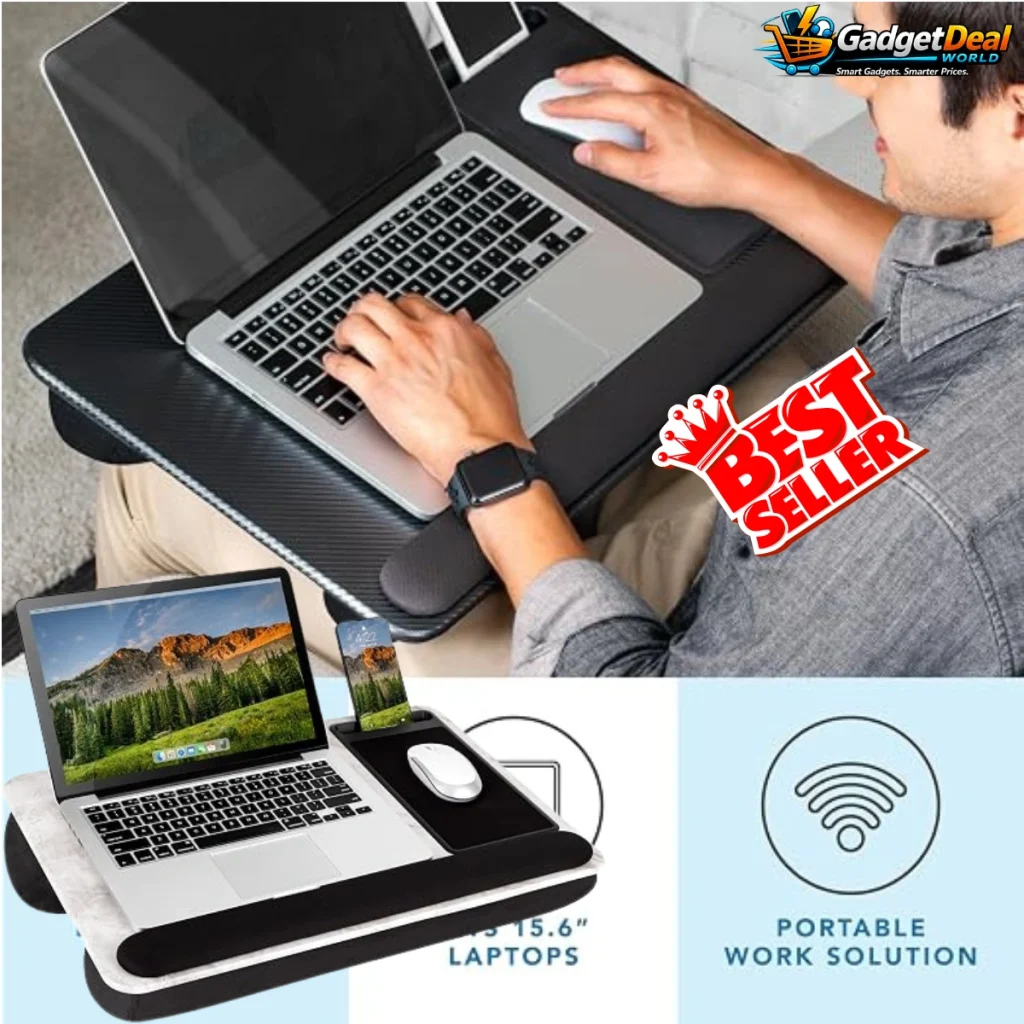 LapGear Home Office Pro Lap Desk Black Carbon with Built In Mouse Pad and Wrist Rest for 15.6 Inch Laptops