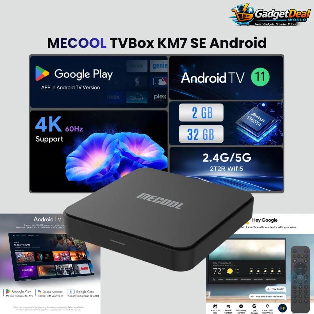 MECOOL KM7 SE Android 11 TV Box Google Certified 2GB 32GB 4K HDR with Voice Remote
