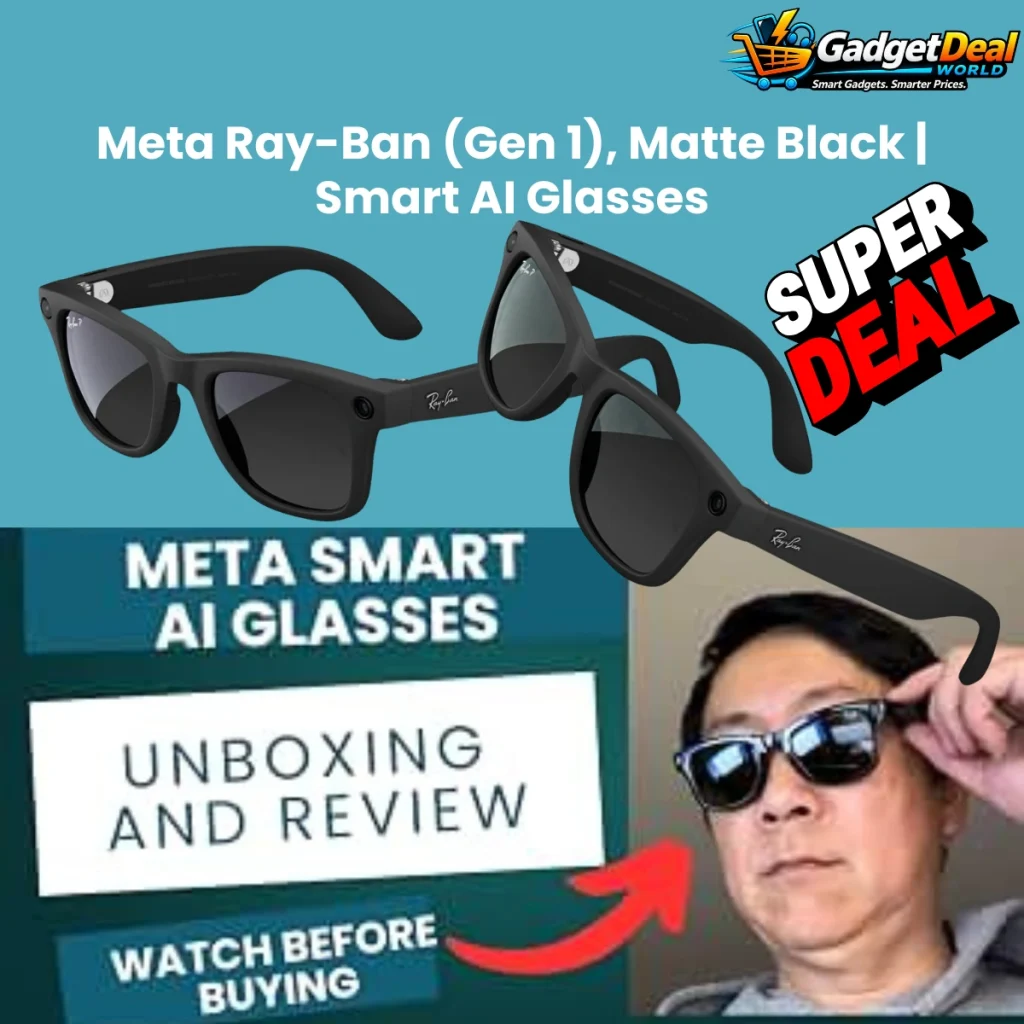 Meta Ray-Ban Gen 1 Wayfarer smart AI glasses in Matte Black with 12MP camera
