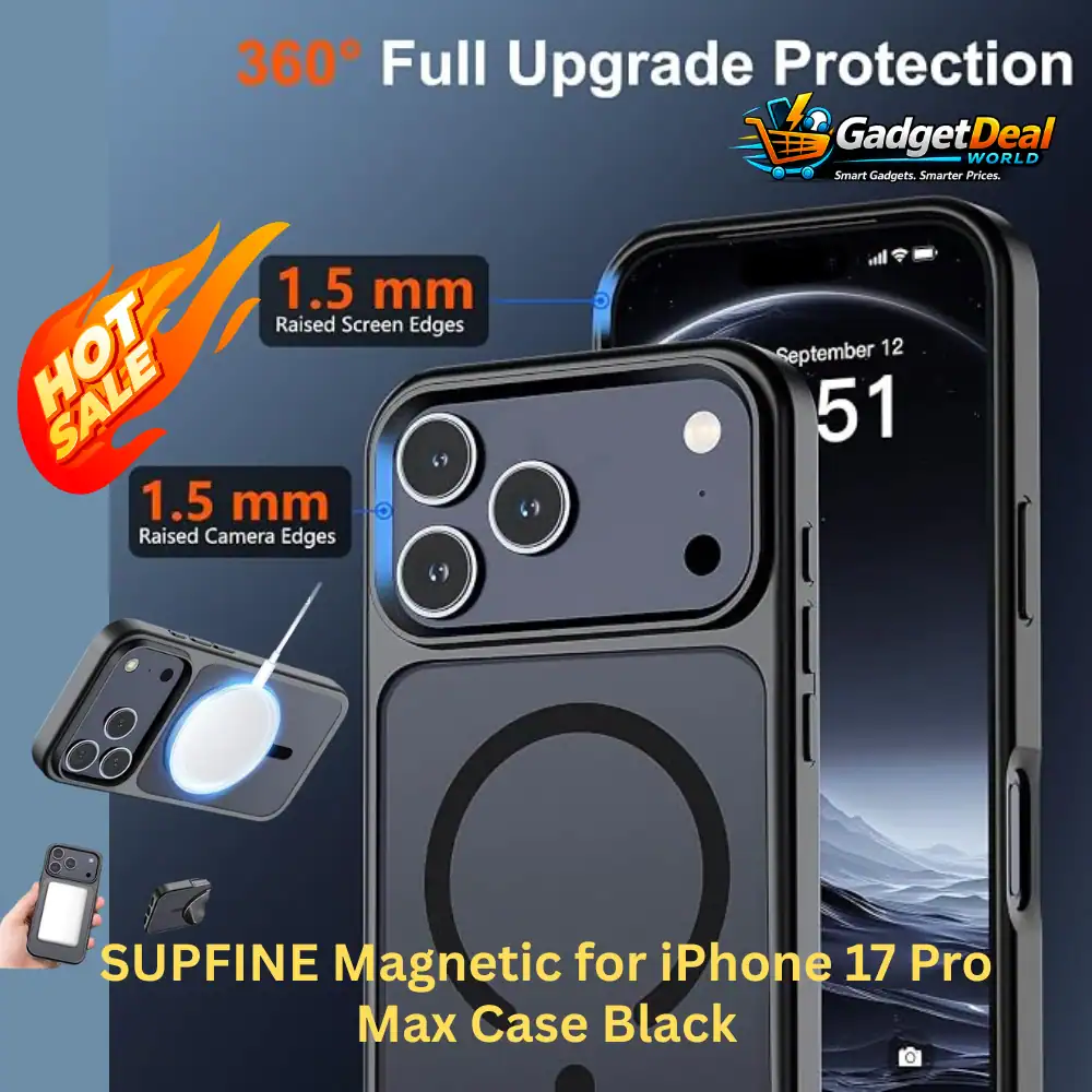SUPFINE Magnetic Case for iPhone 17 Pro Max Black with MagSafe and Screen Protector