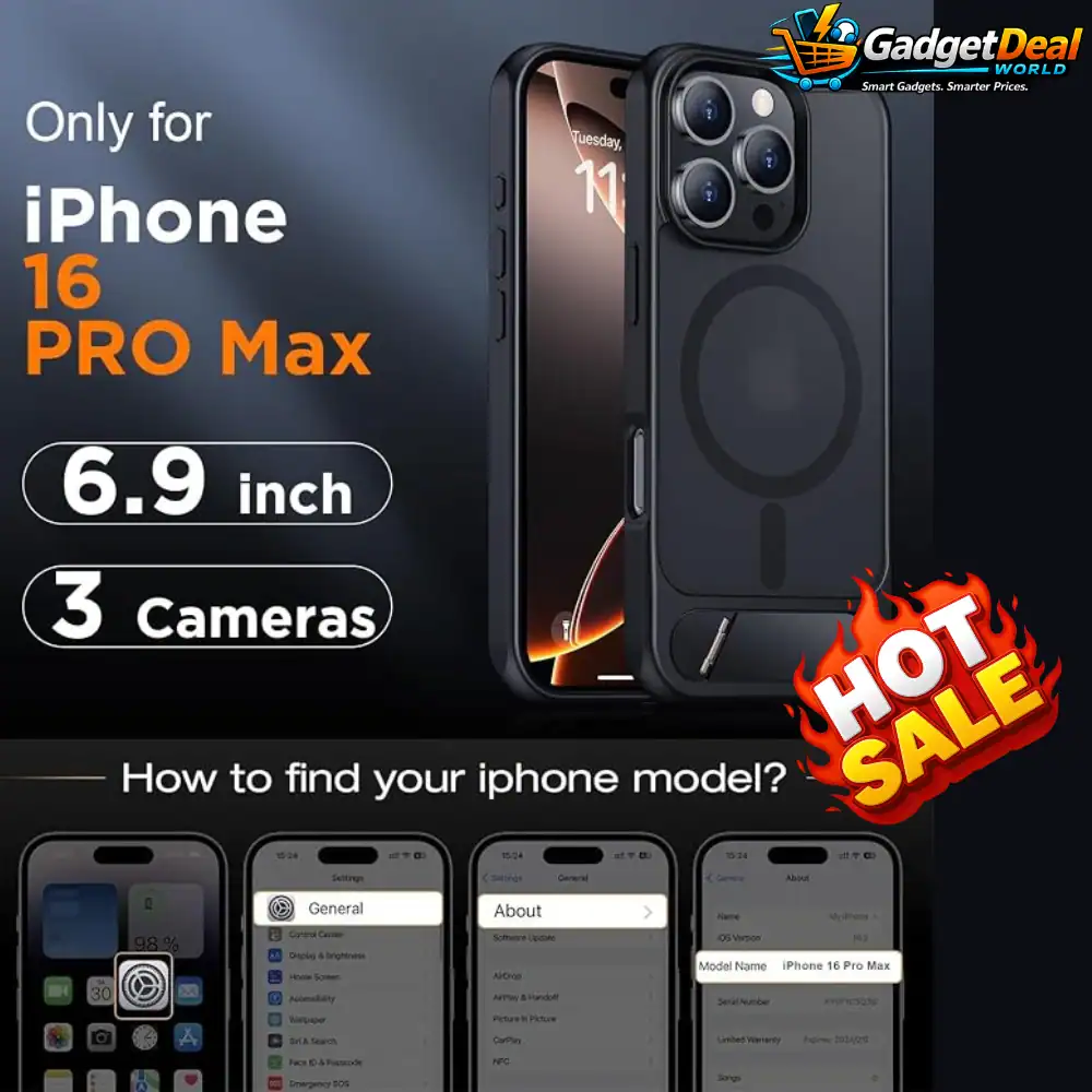 Temdan Magnetic Case for iPhone 16 Pro Max with Built-In Kickstand and MagSafe Support