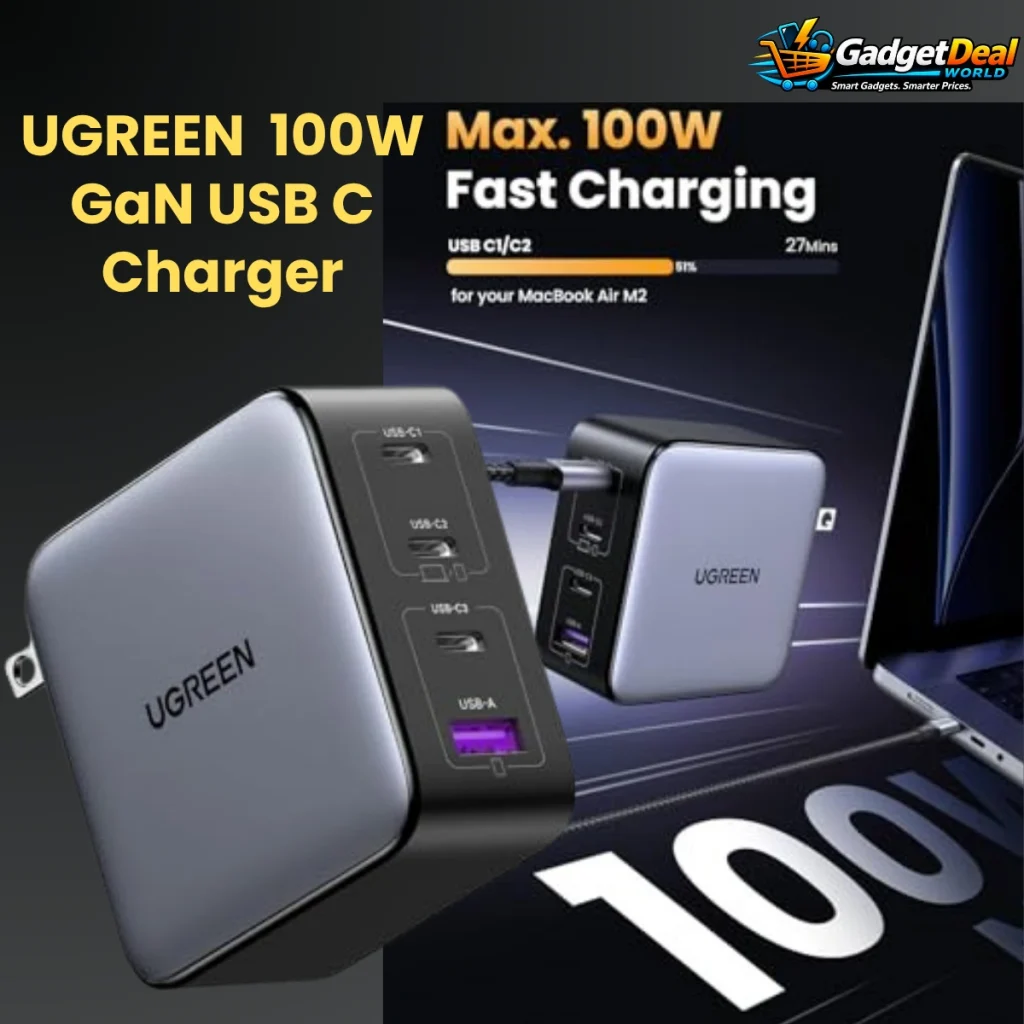 UGREEN Nexode 100W GaN USB C Charger - 4-Port Compact Foldable Fast Charger for MacBook Pro, iPad, iPhone 17/16/15, Galaxy S25