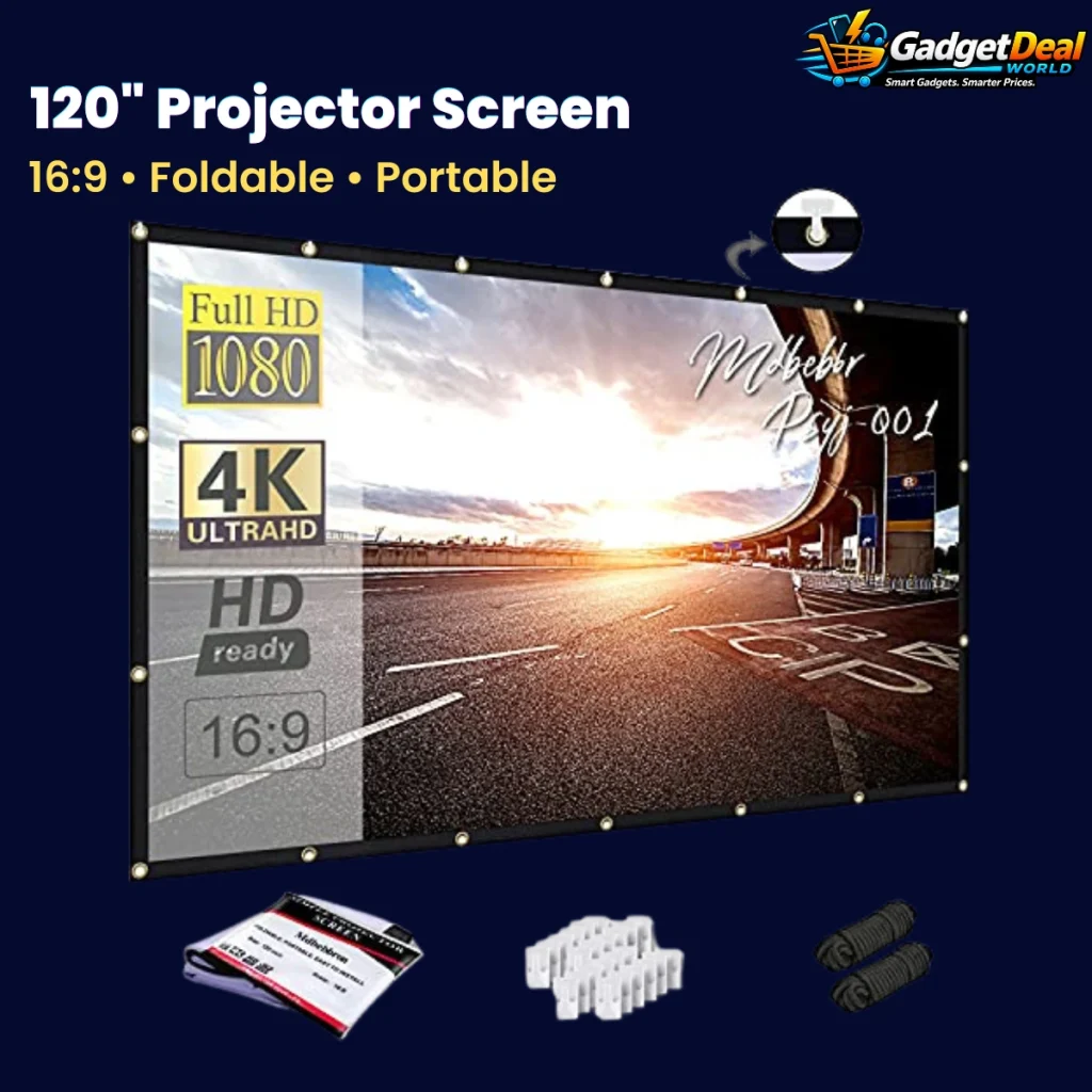 Mdbebbron 120-inch 16:9 Foldable Portable Projector Screen